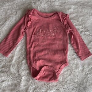 Tahari Long-Sleeve Ribbed Pink Baby Bodysuit